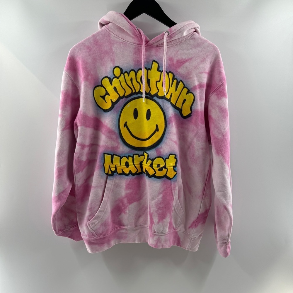 Chinatown Market Smiley Originals Pink & White Tie-Dye Hoodie – Size Small